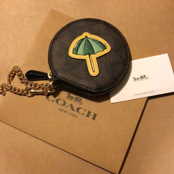 Coach Circular Coin Pouch Bag Charm Umbrella - Picture 3 of 3
